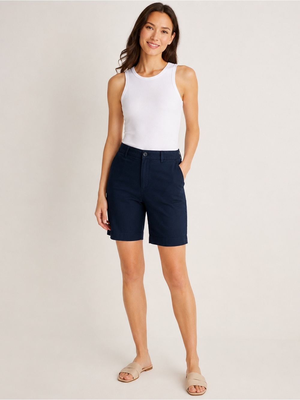 Talbots The Perfect Short 9” Black Stretch Cotton Bermuda Shorts Petite 6P